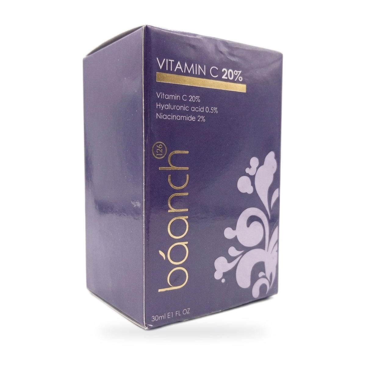 Baanch Vitamin C 20% serum box, angled view