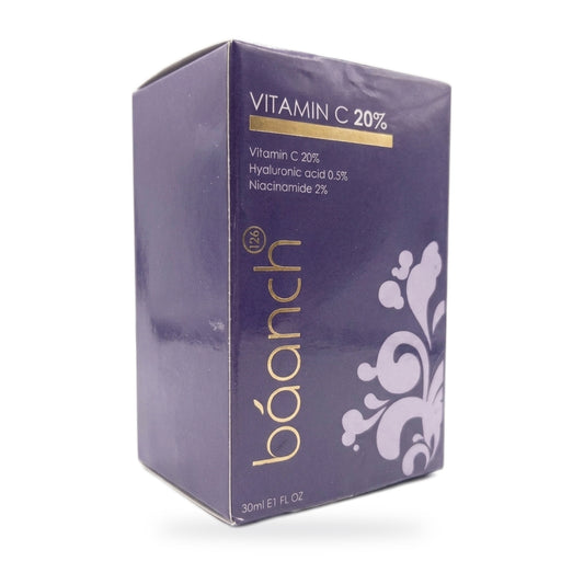 Baanch Vitamin C 20% serum box, angled view