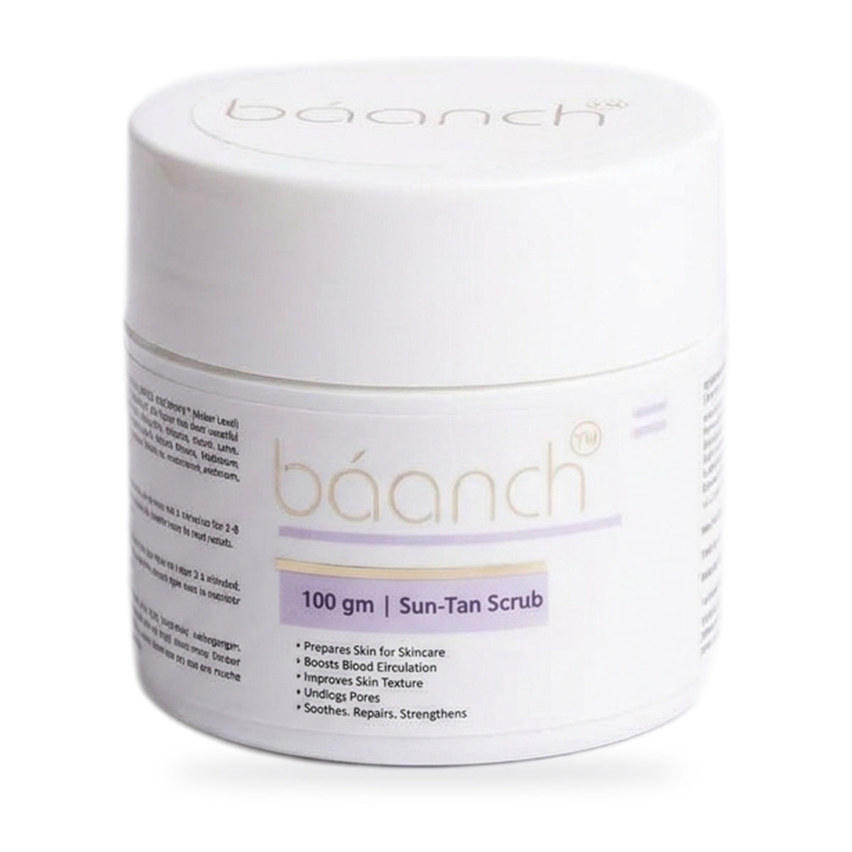 Baanch Sun-Tan Scrub 100 gm jar on a white background